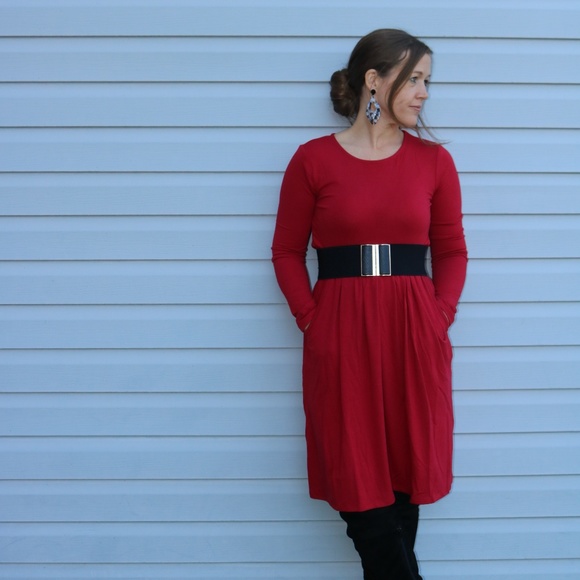 Zenana Outfitters Dresses & Skirts - Zenana Red Pocket Dress